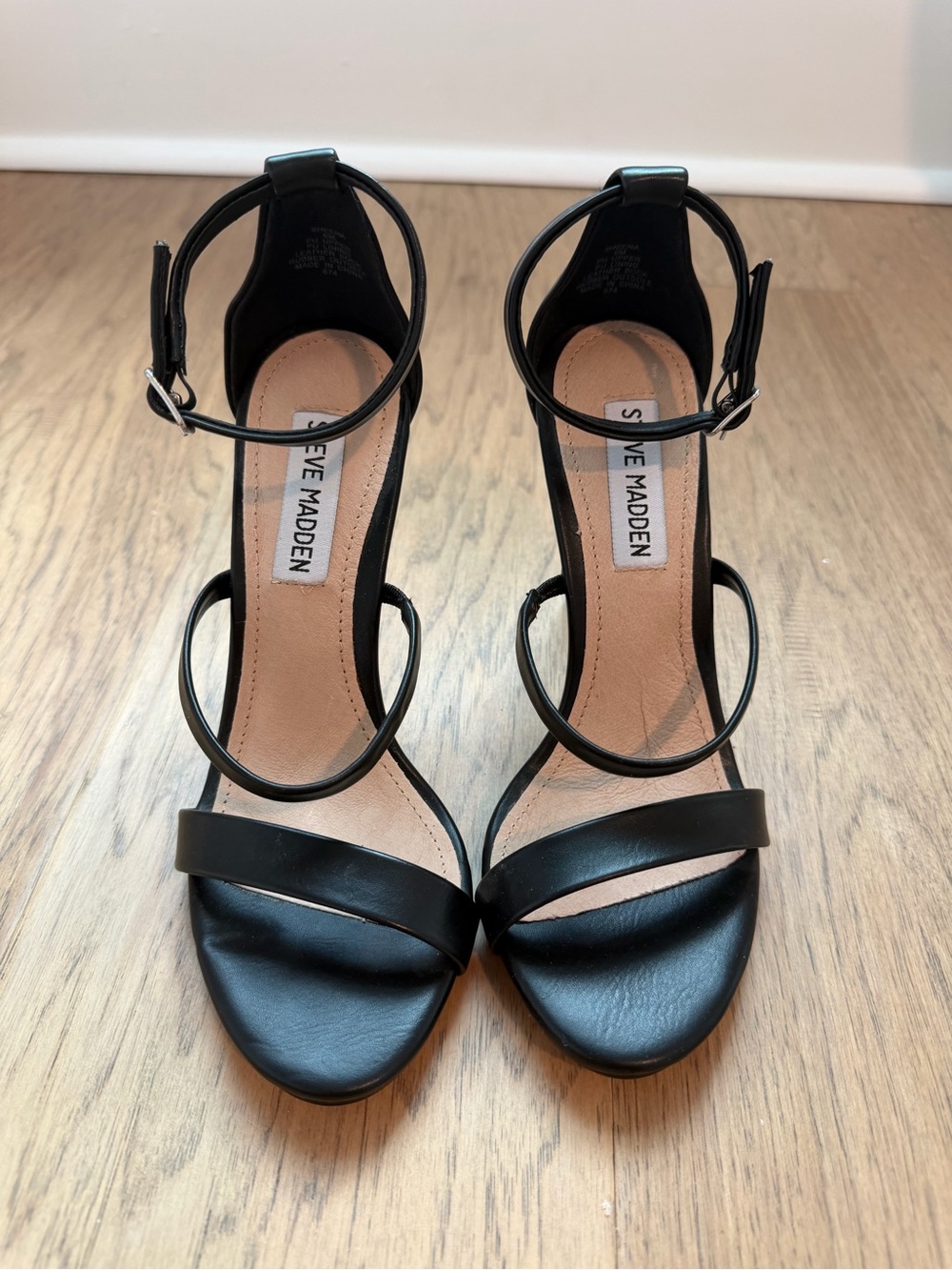 Steve Madden Black Strappy Open-Toe Ankle Strap Heels